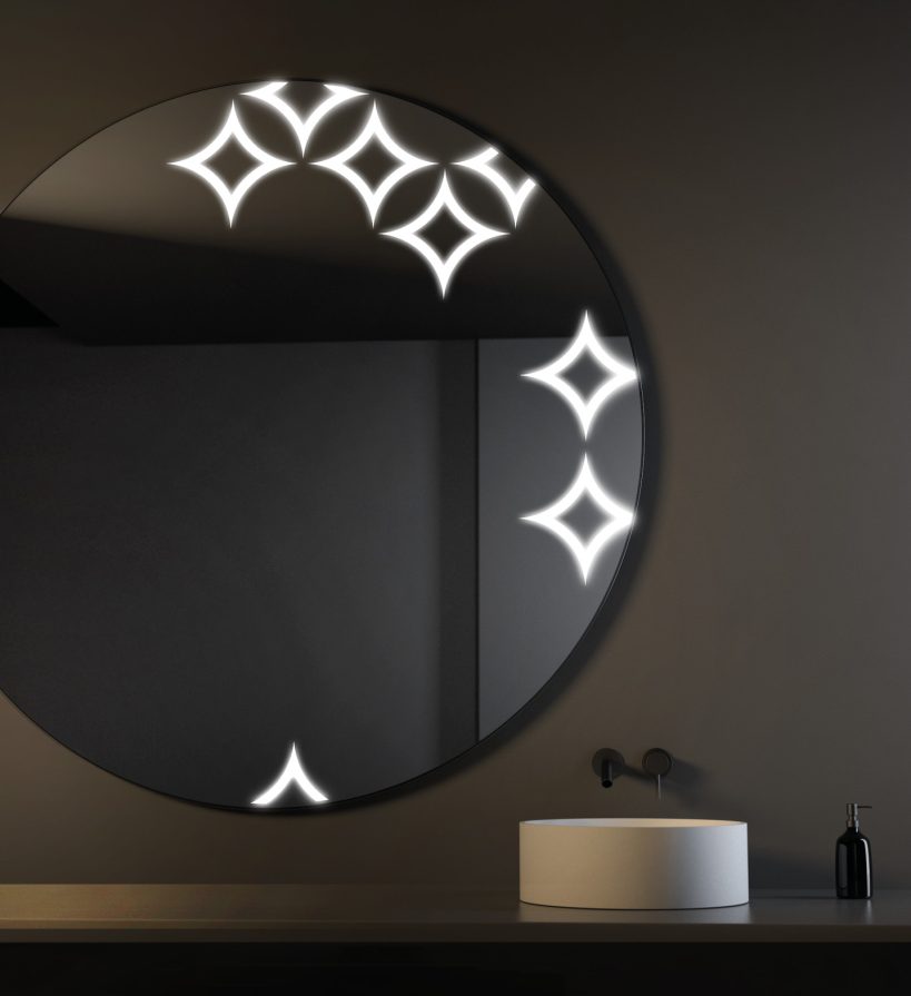 Progetto-group, specchi e accessori bagno, specchi decorati led, Ninja 1074