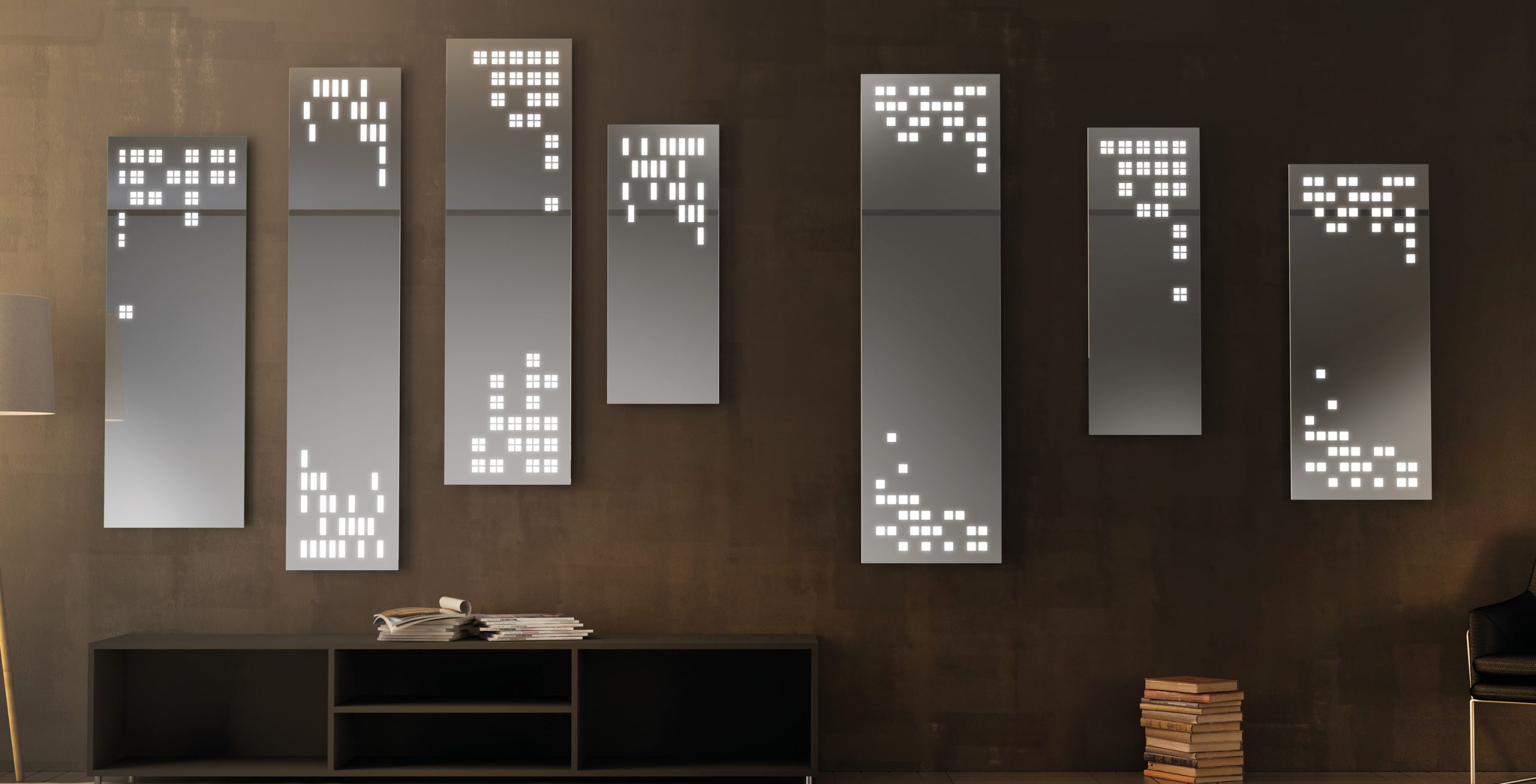 Progetto-group, specchi e accessori bagno, specchi decorati led, Skyline collection